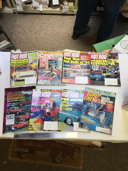 box of vintage hot rod magazines