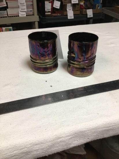 vintage two piece handblown art glass tumblers signed
