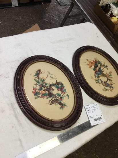 Vintage two piece Victorian bird prints