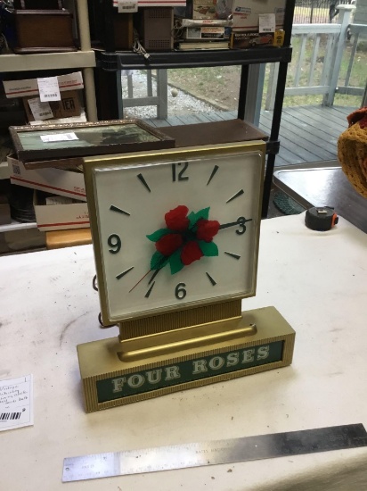 vintage, four roses whiskey advertising clock