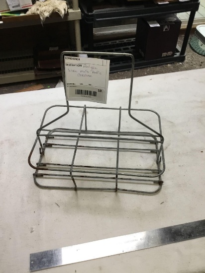 antique wire, milk, bottle carrier