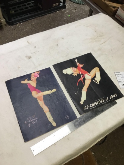 vintage, two piece Ice Capades programs, 1943 and 1945