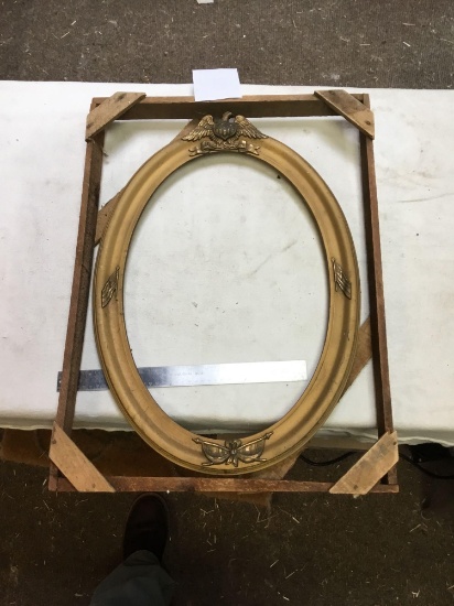 rare, World War I military oval picture frame, in original packing crate