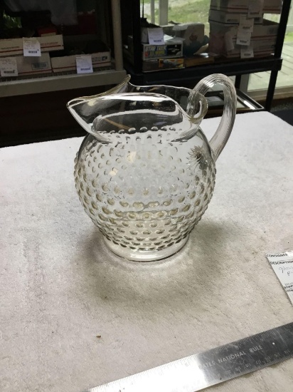 vintage glass, lemonade, pitcher with applied handle