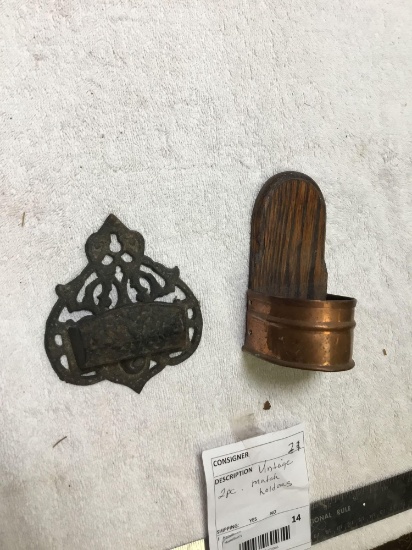vintage two piece match holders