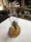 vintage kerosene lamp with rare glass design on base