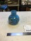 vintage handblown, blue vase, some gold color missing on top