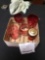 box of antique group of ruby and cranberry glass items exc.shape