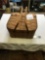 vintage, wicker, picnic basket with handles