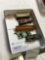 box of miscellaneous train, parts, and accessories