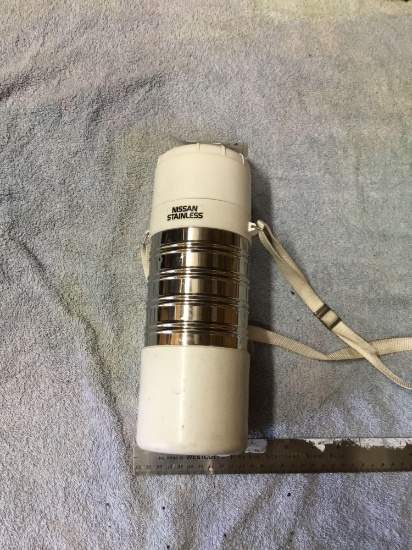 Nissan, stainless thermos with strap