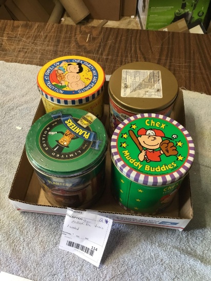 four piece, collectible, tins, one sealed