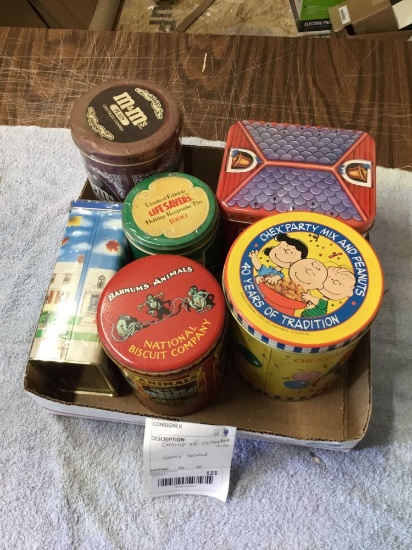 Group of collectible tins, some sealed