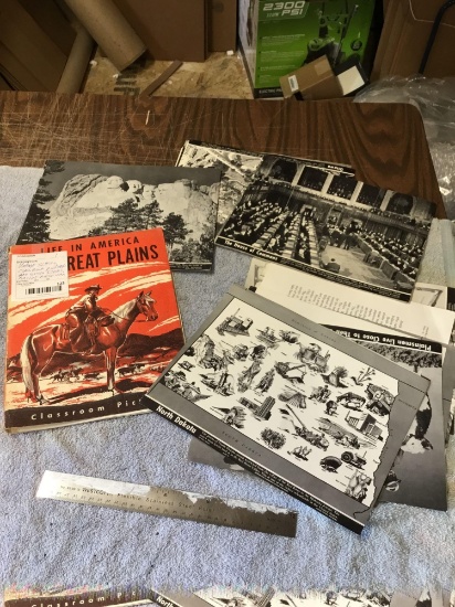 vintage school, classroom pictures, and other items Native American