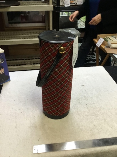 vintage plaid thermos holder with handle