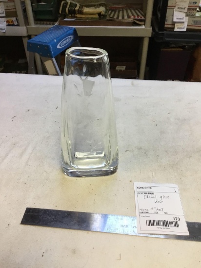 etched , glass vase