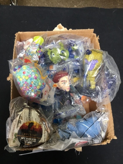 box of vintage group of fast food, toys
