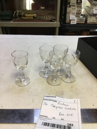 vintage five piece crystal cordials