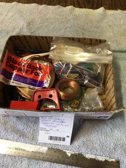 box of lead glass window supplies lots of copper