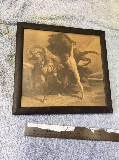 vintage framed print from 1868 Rome painting of some god
