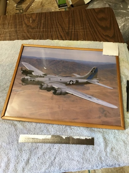 vintage photo of World War II military bomber framed