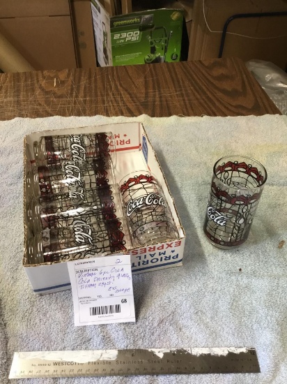 vintage six piece, Coca-Cola, drinking glasses, Tiffany style
