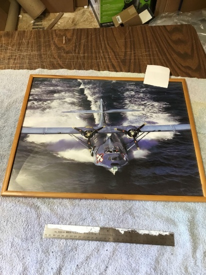 vintage color, photo of military watercraft framed