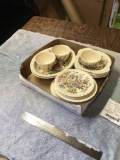 vintage, 17 piece, Mary flower, handpainted underglaze China great shape