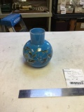 vintage handblown, blue vase, some gold color missing on top