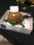 leaded glass turtle lamp works but needs a new bulb