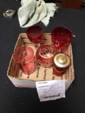 box of antique group of ruby and cranberry glass items exc.shape