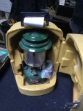 vintage 1973 Colman lantern with hard shell case
