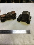 vintage, two piece metal, saving bank car bank, one fire engine, Puget sound bank