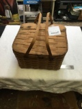 vintage, wicker, picnic basket with handles