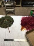 vintage two piece feather fans, one has small damage