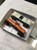 vintage two piece 1940s, 50s Lionel train cars