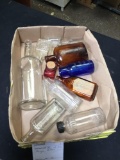 box of miscellaneous antique bottles