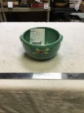 vintage 1930s green pottery bowl
