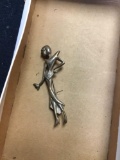 rare, sterling 1920s flapper pin marked by maker