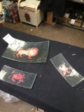 vintage, three-piece, art glass serving platters marked on back