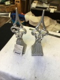 pair of large metal bookends