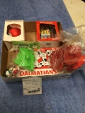 vintage box of collectibles, cookie cutters, ornaments, other