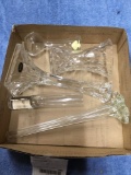 box of miscellaneous glassware, vases and candlesticks