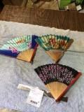 Group of three Asian hand fans