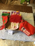 3pc. never used to Christmas stockings and beverage cooler