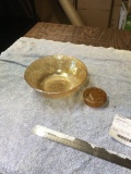 vintage carnival glass bowl and frog