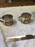 rare two piece Bonanza, the TV show Ponderosa souvenir tin cups