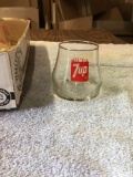 vintage 7-Up, drinking glasses, five piece
