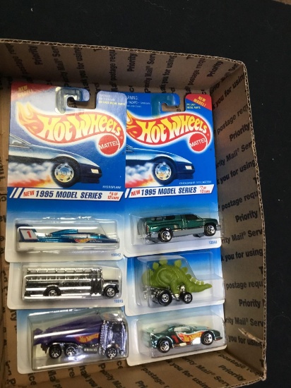 six piece hot wheels, assorted series early 1990s in package