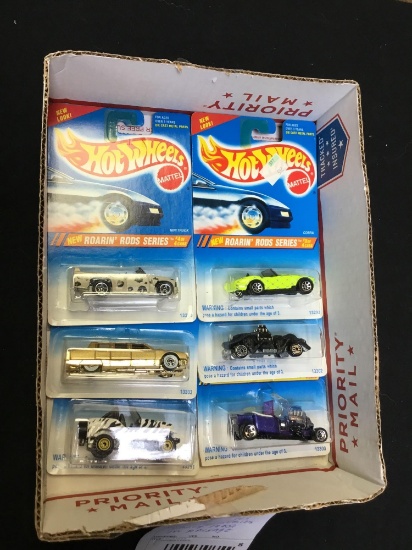 six piece hot wheels, assorted series early 1990s in package